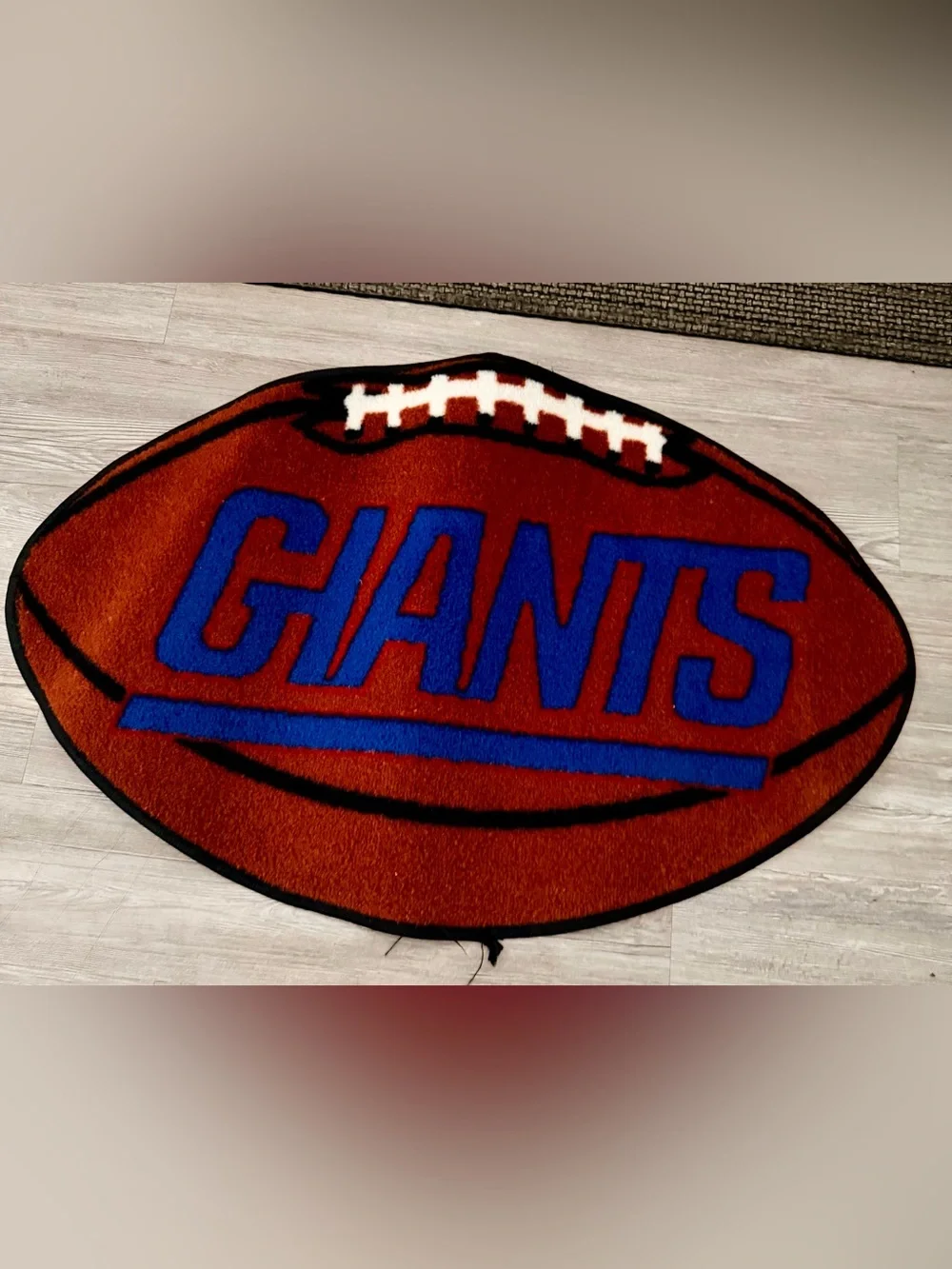 NY GIANTS Football Shaped Rug - Red & Blue